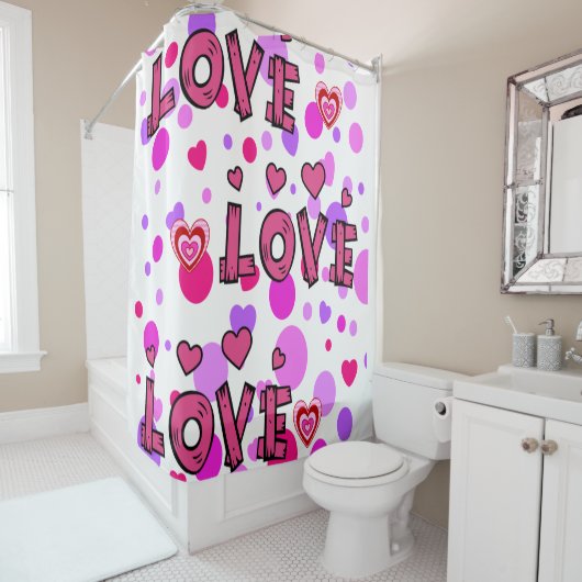 Valentijnsdag Shower Curtain, Love Douchegordijn (In situ)