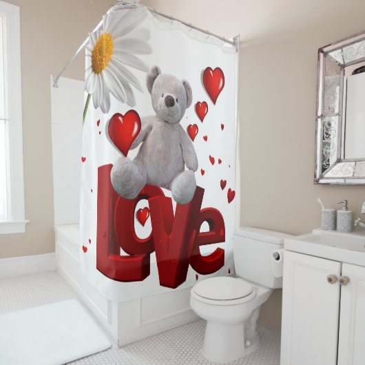 Valentijnsdag Shower Curtain, Teddy Bear Douchegordijn (In situ)