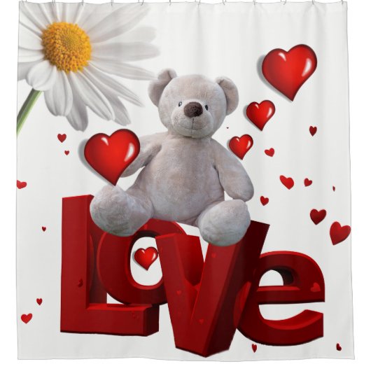 Valentijnsdag Shower Curtain, Teddy Bear Douchegordijn (Voorkant)