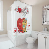 Valentijnsdag Shower gordtain Owl Douchegordijn (In situ)