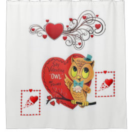 Valentijnsdag Shower gordtain Owl Douchegordijn