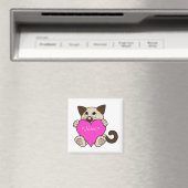 Valentijnsdag Siamese Kat met Roze Hart Magneet (Insitu (Vaatwasser))