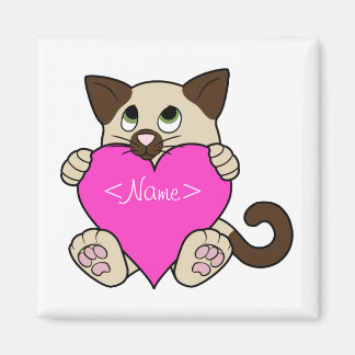 Valentijnsdag Siamese Kat met Roze Hart Magneet