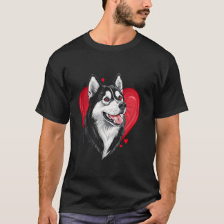 Valentijnsdag Siberische Husky Vector T-shirt