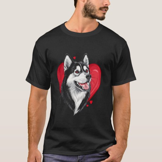 Valentijnsdag Siberische Husky Vector T-shirt (Voorkant)