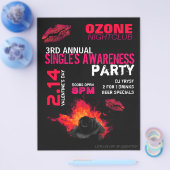 Valentijnsdag Single's Awareness Party Flyers (Enkel)