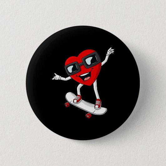 Valentijnsdag Skateboarden Boys Kind T Ronde Button 5,7 Cm (Voorkant)