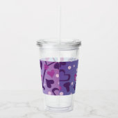 Valentijnsdag Skelet Sleutels en Hart Monogram Acryl Drinkbeker (Rechts)