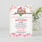 Valentijnsdag Sloth Baby shower van Mail Pink Kaart (Staand voorkant)