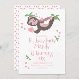 Valentijnsdag Sloth Birthday Party Harten roze