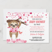 Valentijnsdag Sloth Girl Baby shower per post Kaart (Voorkant)