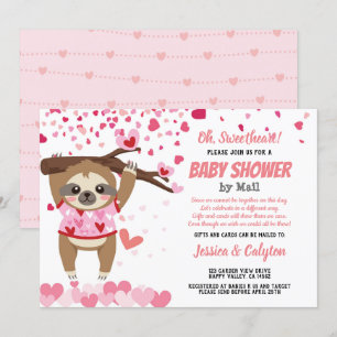 Valentijnsdag Sloth Girl Baby shower per post Kaart