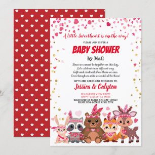 Valentijnsdag Sloth Girl Baby shower per post roze Kaart