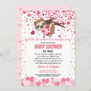 Valentijnsdag Sloth Girl Baby shower per post roze Kaart