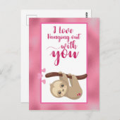 Valentijnsdag Sloth Love Hangt uit met jou Briefkaart (Voorkant / Achterkant)