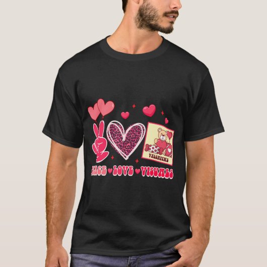 Valentijnsdag SLP Spraak Patholoog Peace Love V T-shirt (Voorkant)
