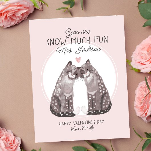 Valentijnsdag Sneeuwluipaard Leraar Valentijn Feestdagenkaart