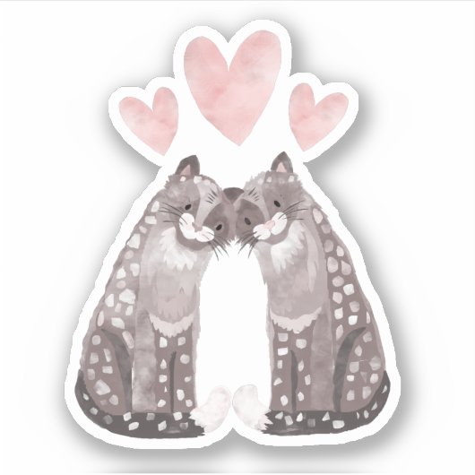 Valentijnsdag Sneeuwluipaarden Sticker (Voorkant)