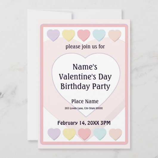 Valentijnsdag Snoep Birthday Party Invitation Kaart (Voorkant)