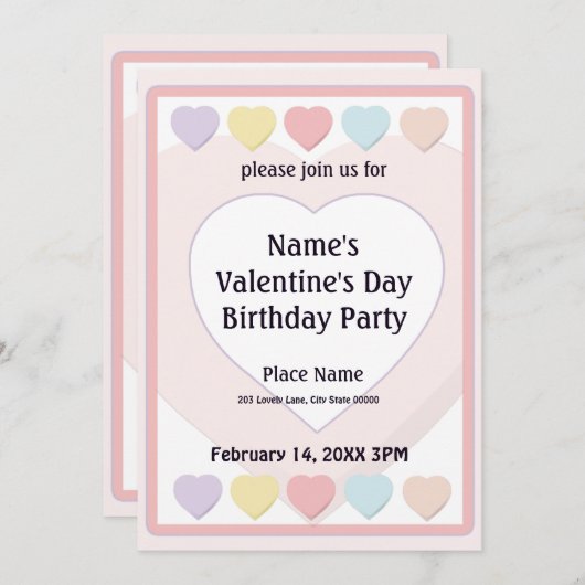 Valentijnsdag Snoep Birthday Party Invitation Kaart (Voorkant / Achterkant)