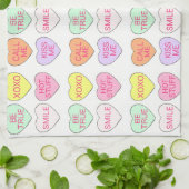 Valentijnsdag Snoep Conversatie Hart Theedoek (Gevouwen)