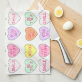 Valentijnsdag Snoep Conversatie Hart Theedoek (Quarter Fold)