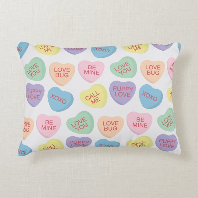 Valentijnsdag Snoep Conversation Hearts Pillow Accent Kussen (Voorkant)