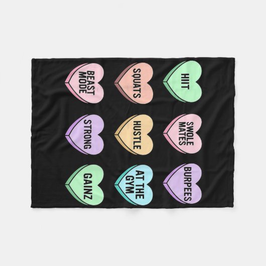 Valentijnsdag Snoep Hart Bodybuilding Fitness Co Fleece Deken (Voorkant (Horizontaal))