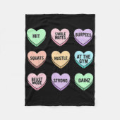Valentijnsdag Snoep Hart Bodybuilding Fitness Co Fleece Deken (Voorkant)