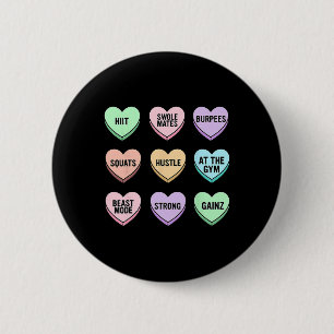 Valentijnsdag Snoep Hart Bodybuilding Fitness Co Ronde Button 5,7 Cm