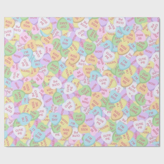 Valentijnsdag Snoep Hart Cute Pattern Cadeaupapier (Vlak)