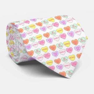 Valentijnsdag Snoep Hart Pastel Conversation Stropdas
