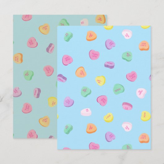 Valentijnsdag Snoep Hart Patroon Aankondigingskaart (Voorkant / Achterkant)