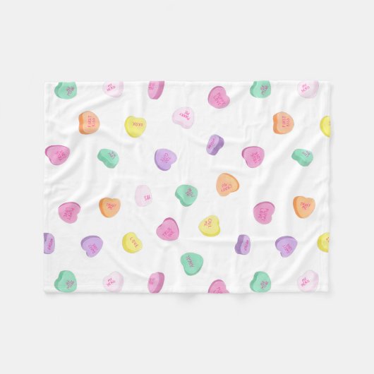 Valentijnsdag Snoep Hart Patroon Fleece Deken (Voorkant (Horizontaal))