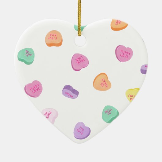 Valentijnsdag Snoep Hart Patroon Keramisch Ornament (Achterkant)