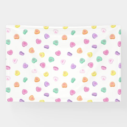 Valentijnsdag Snoep Hart Patroon Spandoek (Horizontaal)