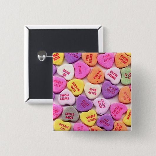Valentijnsdag Snoep Harten Button (Voorkant /achterkant)