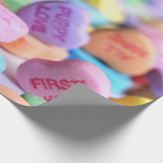 Valentijnsdag Snoep Harten Cadeaupapier (Hoek)