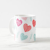 Valentijnsdag Snoep Harten rood roze patroon Koffiemok (Voorkant links)