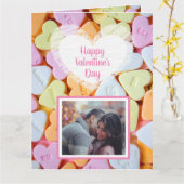 Valentijnsdag Snoep Hartjes Foto Kaart (Gele Bloem)