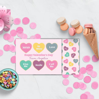 Valentijnsdag Snoep Hartjes Ontwerp Notitiekaartje