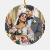 Valentijnsdag Snoep Hearts Aangepaste foto Spaans Keramisch Ornament (Voorkant)