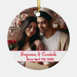Valentijnsdag Snoep Hearts Aangepaste foto Spaans Keramisch Ornament