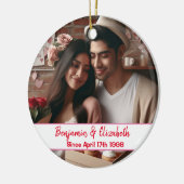 Valentijnsdag Snoep Hearts Aangepaste foto Spaans Keramisch Ornament (Links)