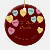 Valentijnsdag Snoep Hearts Aangepaste foto Spaans Keramisch Ornament (Achterkant)