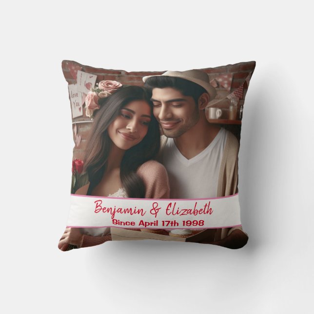 Valentijnsdag Snoep Hearts Aangepaste foto Spaans Kussen (Achterkant)