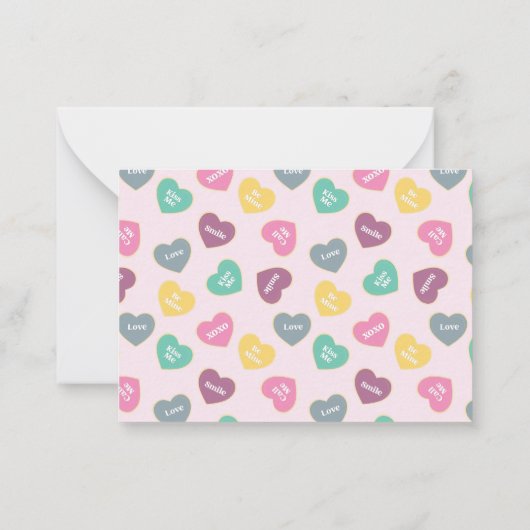Valentijnsdag Snoep Hearts Design Notitiekaartje (Achterkant)