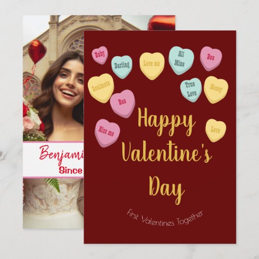 Valentijnsdag | Snoep Hearts Gespreksfoto Feestdagenkaart (Voorkant / Achterkant)