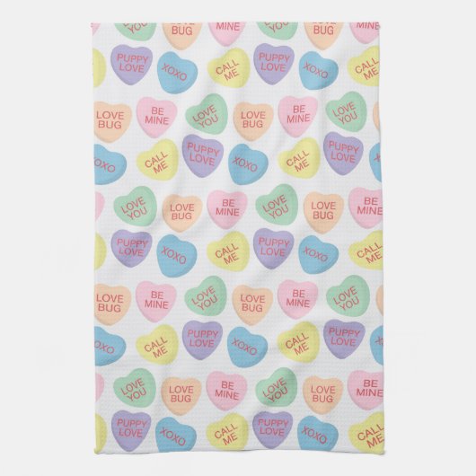 Valentijnsdag Snoep Hearts Kitchen Towel Theedoek (Verticaal)