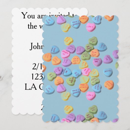 Valentijnsdag snoep huwelijksuitnodiging kaart (Voorkant / Achterkant)